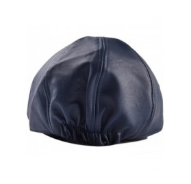 Sun Hats Unisex Vintage Leather Beret Cap Peaked Hat Newsboy Sunscreen - Navy - C212FK0Q5F5 $10.17