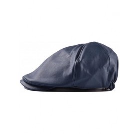 Sun Hats Unisex Vintage Leather Beret Cap Peaked Hat Newsboy Sunscreen - Navy - C212FK0Q5F5 $10.17