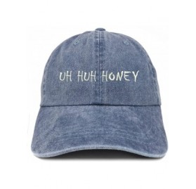 Baseball Caps Uh Huh Honey Embroidered Washed Cotton Adjustable Cap - Navy - CX12IFNNAR9 $37.54