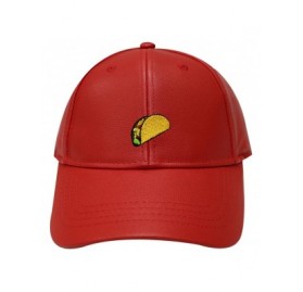 Baseball Caps Taco Emoji Cotton Baseball Cap Dad Hats - Leather Red - C617Z4OO4KS $13.26