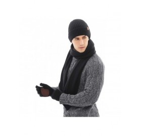 Skullies & Beanies 3 Pcs Winter Knit Beanie Hat Scarf and Touch Screen Gloves Set Fleece Lined for Men Women - Three Pcs Set-...