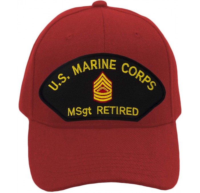 Baseball Caps USMC Master Sergeant Retired Hat/Ballcap (Black) Adjustable One Size Fits Most - Red - C218OG6UUN0 $27.22