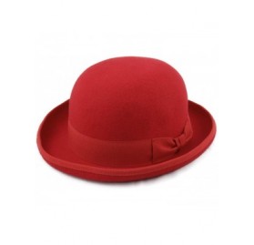 Fedoras Classic Melon Wool Felt Bowler Hat - Rouge - CQ18WZAZ0MT $47.44