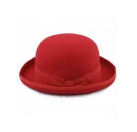 Fedoras Classic Melon Wool Felt Bowler Hat - Rouge - CQ18WZAZ0MT $77.80