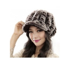 Skullies & Beanies Women Girls Fluffy Knit Hat Crochet Winter Warm Snow Cap with Visor - B - CP12O5FKROA $10.16