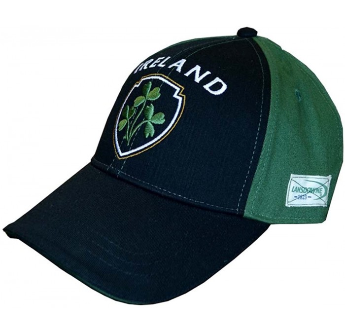 Baseball Caps Baseball Cap with Half Green- Half Black with Embossed Ireland and Shamrock Crest - C911ZF0TJH7 $29.70
