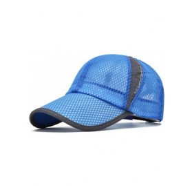 Baseball Caps Men's Outdoor Quick Dry Mesh Baseball Cap Adjustable Lightweight Sun Hat for Running Hiking - Blue - C718OS509R...