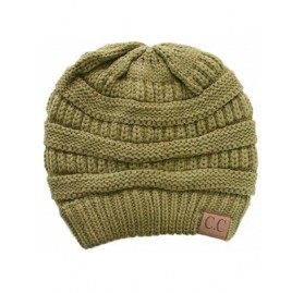 Skullies & Beanies Trendy Warm Chunky Soft Stretch Cable Knit Beanie Skull Cap Hat - Olive - CI185R3ZRQS $11.66