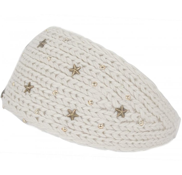 Headbands Women's Winter Knit Headband - Star - Cream - CG1207B0GCP $11.19