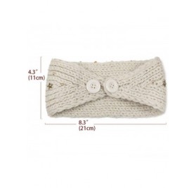 Headbands Women's Winter Knit Headband - Star - Cream - CG1207B0GCP $11.19