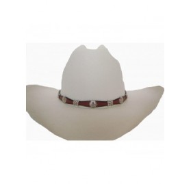Cowboy Hats Western Hat Band 46 - Leather with Round & Square Conchos & Buckle - Brown - CX11KQL2V3J $14.39