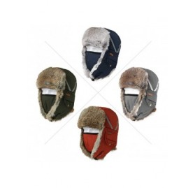 Bomber Hats Unisex 100% Rabbit Fur Bomber Trapper Mask Earflap Ushanka Russian Winter Hat 55-61cm - 89135-army Green - CV18II...