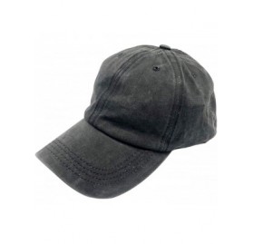 Baseball Caps Women's Adjustable Plain Baseball Cap Vintage Washed Low Profile Dad Hat - Black - CR18A6QDRS2 $7.41