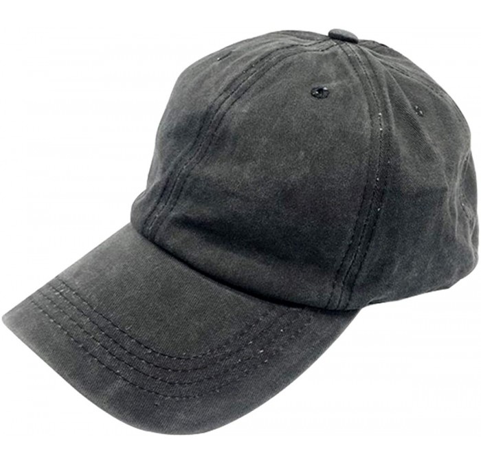 Baseball Caps Women's Adjustable Plain Baseball Cap Vintage Washed Low Profile Dad Hat - Black - CR18A6QDRS2 $17.15