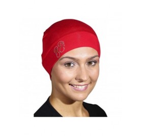 Skullies & Beanies Womens Soft Sleep Cap Comfy Cancer Hat with Studded Flip-Flops Applique - Red - CW18E0UNKDG $19.43