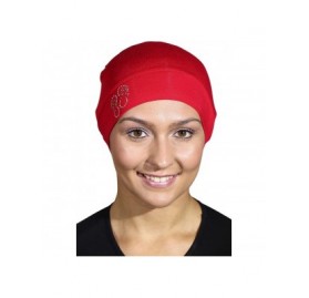Skullies & Beanies Womens Soft Sleep Cap Comfy Cancer Hat with Studded Flip-Flops Applique - Red - CW18E0UNKDG $19.43