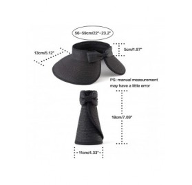 Visors Foldable Sun Visors for Women - Beach Hat Wide Brim Sun Hat Roll-Up Straw Hat - CU18UK4OMDK $16.13