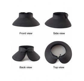 Visors Foldable Sun Visors for Women - Beach Hat Wide Brim Sun Hat Roll-Up Straw Hat - CU18UK4OMDK $16.13