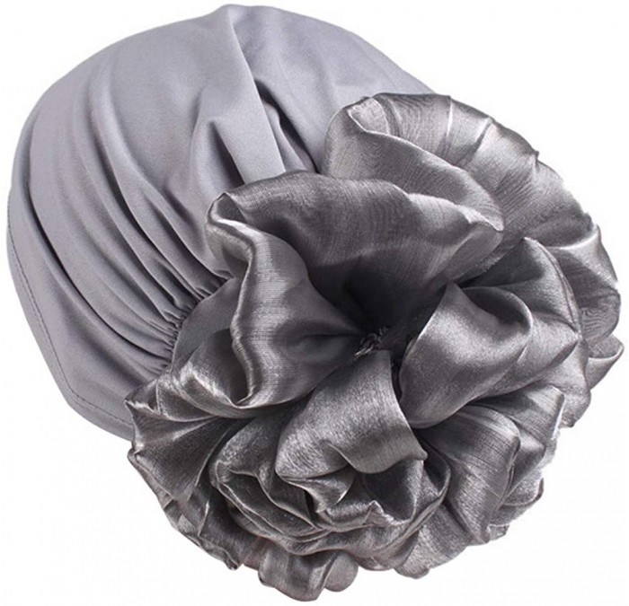 Skullies & Beanies Women Flower Elastic Turban Beanie Head Scarf wrap Chemo Cap hat for Cancer Patient - Grey 1 - CB18HGKUOGG...