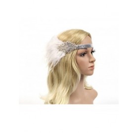 Headbands Roaring 20's Flapper Rhinestone Headband with Feather Vintage 1920s Hair Hoop Headpiece - White - CP18DH6ZMOI $10.02