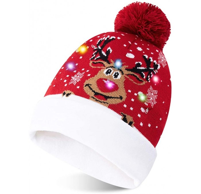 Skullies & Beanies Led Christmas Hat Adult Kids Light Up Warm Cap Xmas Knit Winter Beanie - Multicoloured-02 - C718YC6ZLX6 $1...