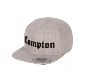 Baseball Caps Compton Embroidery Flat Bill Adjustable Yupoong Cap - Heather Gray - CD129AOFFD9 $17.61