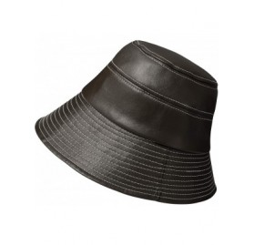 Bucket Hats Women's Rain Hats Waterproof Lightweight Leather Black Bucket Style Hat Cap Wide Brim Bucket Hat Rain Cap - Brown...
