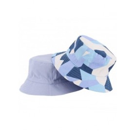 Bucket Hats Reversible Cotton Bucket Hat Multicolored Fisherman Cap Packable Sun Hat - Blue Square - CO197Y3E9XD $16.82