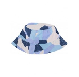 Bucket Hats Reversible Cotton Bucket Hat Multicolored Fisherman Cap Packable Sun Hat - Blue Square - CO197Y3E9XD $16.82