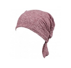 Skullies & Beanies Ruffle Chemo Turban Hair Loss Cap Cancer Slouchy Beanie Muslim Abbey Headband - Red&grey - CQ18M036RD8 $15.44