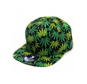 Baseball Caps Marijuana Weed Leaf Cannabis Snapback Hat Cap - All Over Green - CW121QXYHHN $28.12