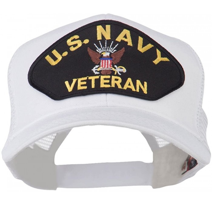 Baseball Caps US Navy Veteran Military Patch Mesh Back Cap - White - C211MJ3RDQR $40.52