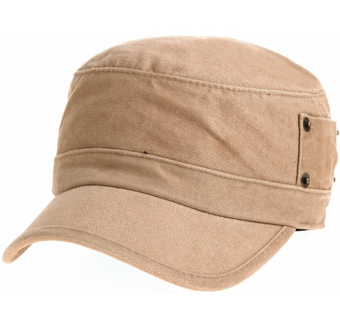 Baseball Caps Cadet Cap Cotton Vintage Hat Side Revets NC4731 - Beige - C6183ATHHOE $18.08