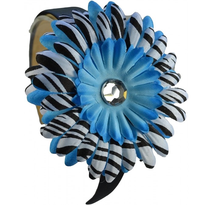 Headbands Girls Zebra Print Daisy Arch Headband - Turquoise - C911856FVZH $18.54
