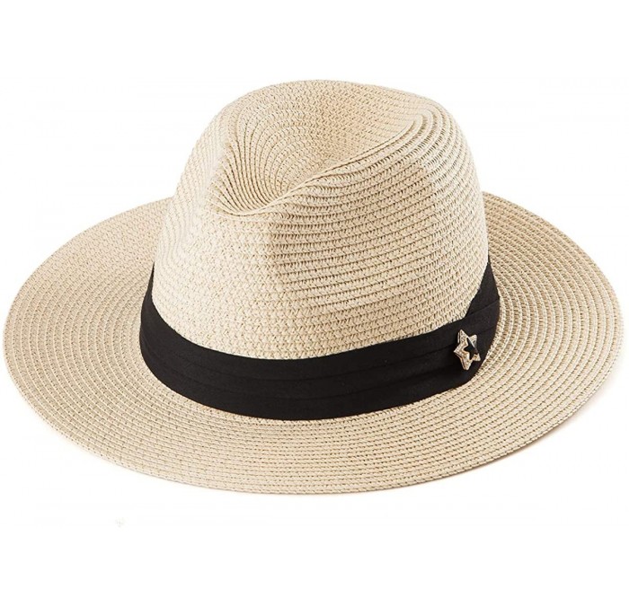 Sun Hats Straw Fedora Hats for Women - Summer Hat Womens Sun Hats Beach Hat Panama Sunhat - CO18CGSI0DE $28.33