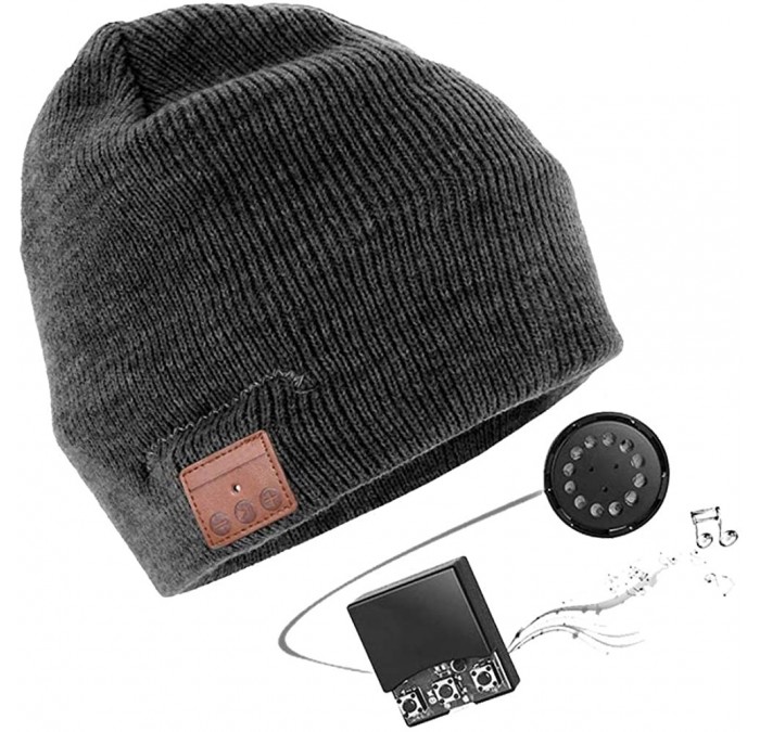 Skullies & Beanies Men's Bluetooth Beanie Hat Warm Winter Music Hat Built-in Stereo Speaker & Mic - A Deep Grey - CO1938LEU3R...