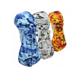 Skullies & Beanies Satin Silky Durag Long Tail Headwraps Soft Beanies for Men Women - Camouflage Set 5 - C618UZWWD8S $9.19