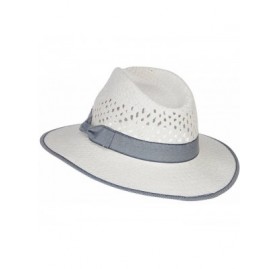 Fedoras Denim Band Straw Panama Hat - White - CI12ENSBADL $24.14