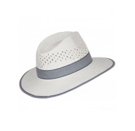 Fedoras Denim Band Straw Panama Hat - White - CI12ENSBADL $24.14