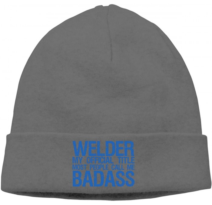 Skullies & Beanies Casual Knit Cap for Mens and Womens- Welder My Official Title Most People Call Me Badass Ski Cap - Deep He...