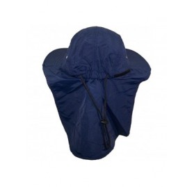 Sun Hats Men/Women Wide Brim Summer Hat with Neck Flap (One Size) - Navy - CW183IGMMX9 $17.28