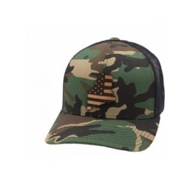 Baseball Caps 'Maine Patriot' Leather Patch Hat Curved Trucker - Camo - CE18IGQ9TMC $23.52