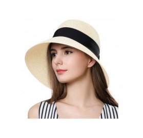 Bucket Hats Large Head Women Packable Wide Brim SPF Sun Hat Bucket Travel Summer Chin Strap 58-60cm - Beige_69087 - CJ18SO8T3...