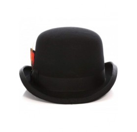 Fedoras Premium Lined Wool Clockwork Orange Style English Bowler Derby Hat - Black - CB11XOIIY2N $74.10