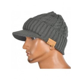 Skullies & Beanies Retro Newsboy Knitted Hat with Visor Bill Winter Warm Hat for Men - Cable-grey-1 - CA18LGNSUE6 $8.87