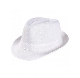 Sun Hats 2019 Unisex Trilby Caps Gangster Cap Beach Sun Straw Hat Band Sunhat Solid Color Relaxed Adjustable - White - C018QM...