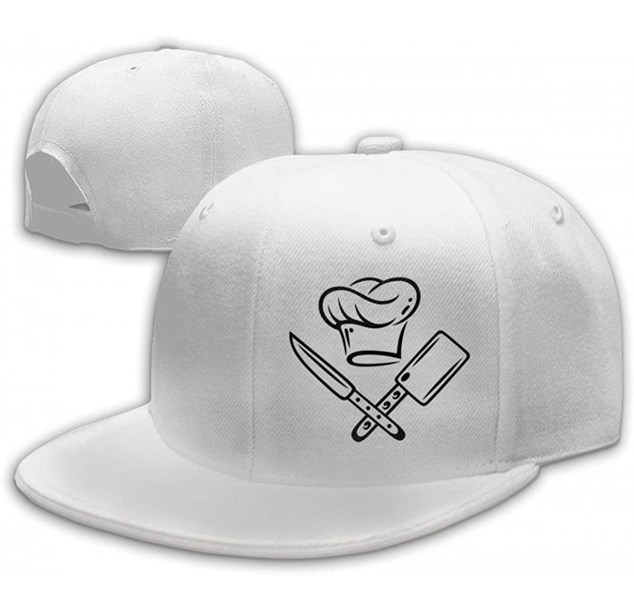 Baseball Caps Cooking Hat with Knives Snapback Flat Baseball Cap Unisex Adjustable - White - C8196XMU26W $12.58