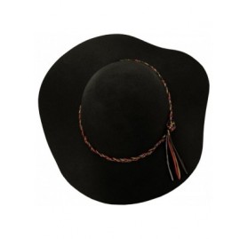 Bucket Hats Exclusive Women's Felt Braided Trim Floppy Wool Hat - Black - CJ1274IMIBB $22.26