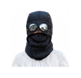 Balaclavas Unisex Warm Waterproof Trapper Hat Ear Flap Thermal Neck Warmer Winter Hat with Goggles - Black - CS18ARMCWUS $18.02
