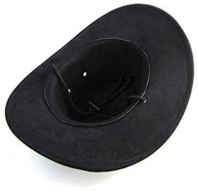 Cowboy Hats Men's Boys Western Cowboy Faux Felt Outback Hat with Drawstring for Party Fancy Dress - Black - C518CNTS6LO $8.23
